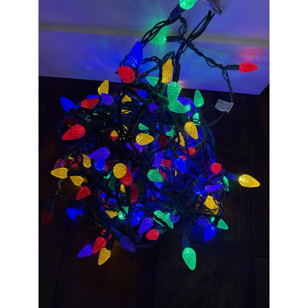 50' LED C6 GE Multicolor Christmas Lights Red Yellow blue Purple Green READ